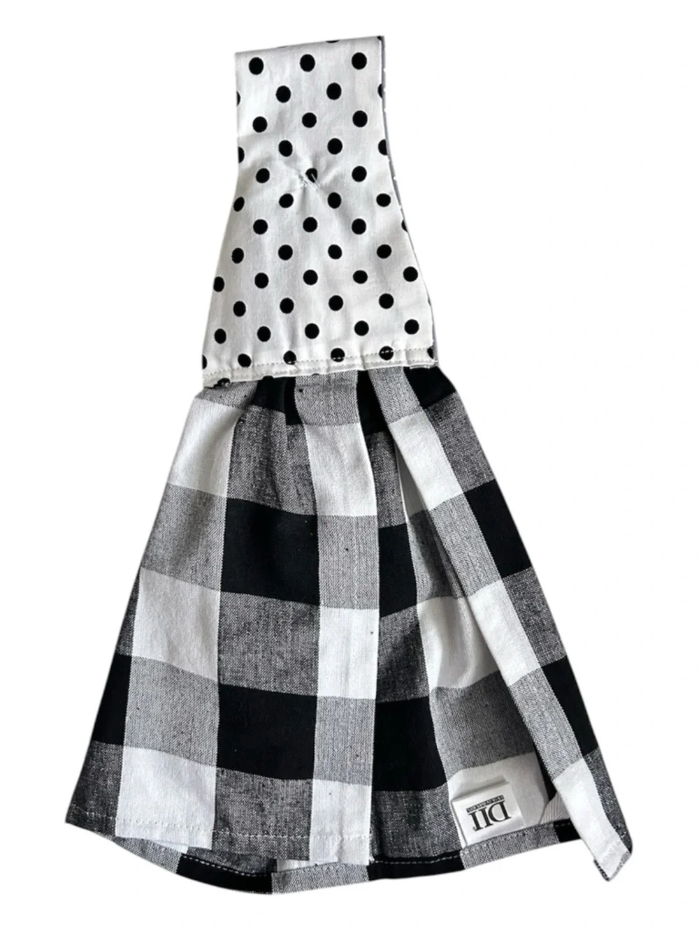 Hand Crafted Black & White Buffalo Plaid Hanging Kitchen Hand  Towel